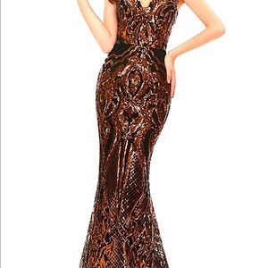 Sequins Mermaid Evening Party Dress Lace-Up Gown